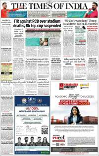 Portada de The Times of India (India)