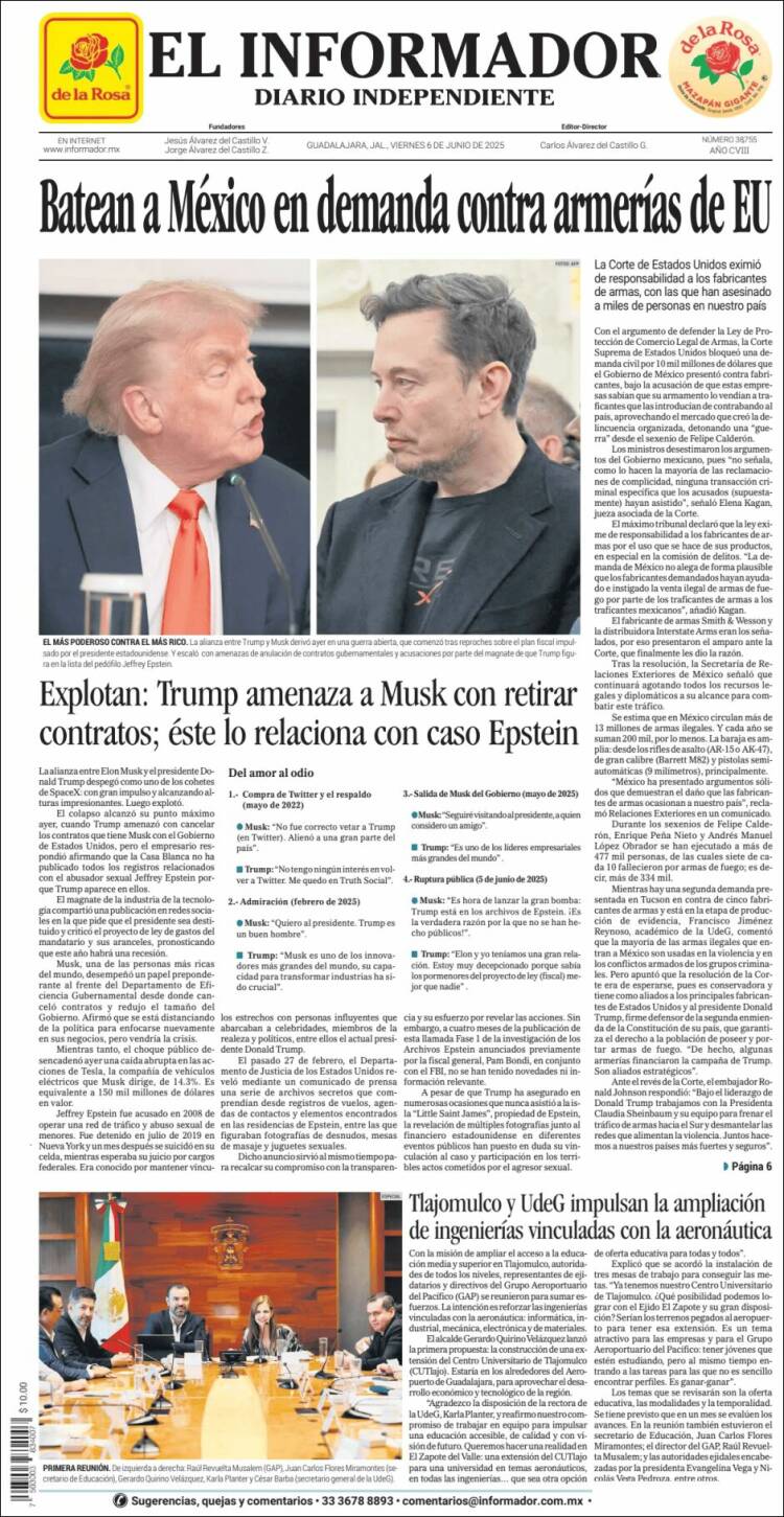 Portada de El Informador (México)