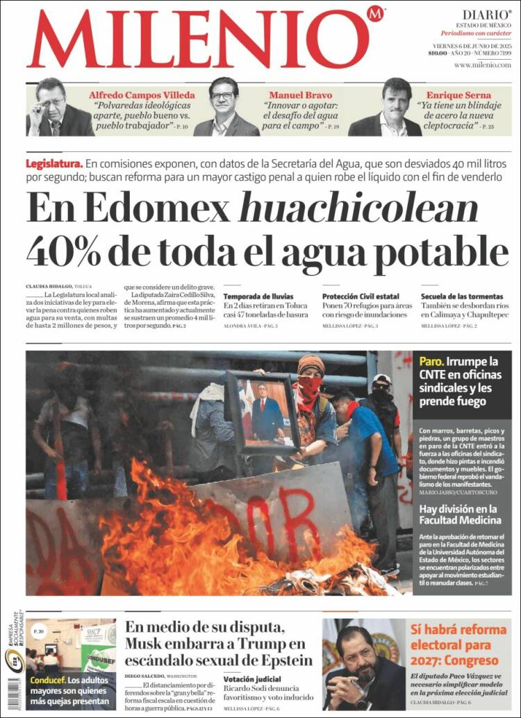Portada de Milenio - Estado de México (México)