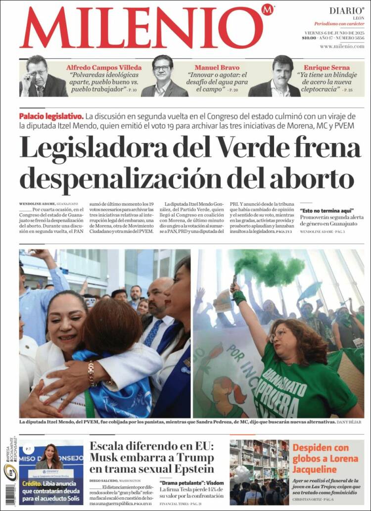 Portada de Milenio de León (Mexico)