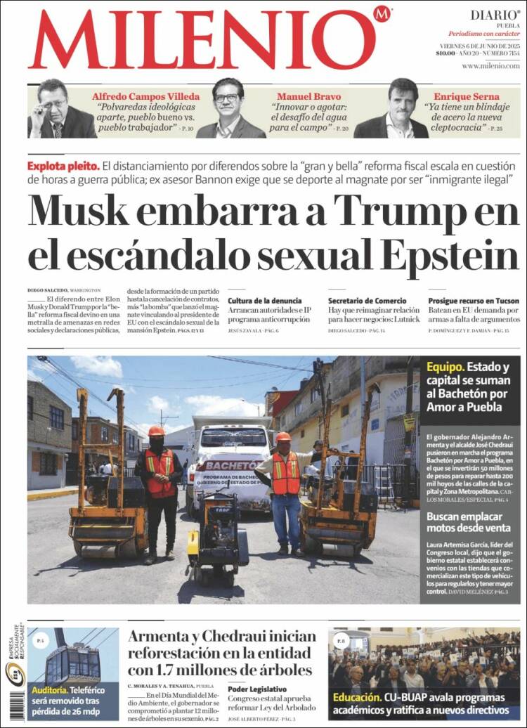 Portada de Milenio de Puebla (Mexico)