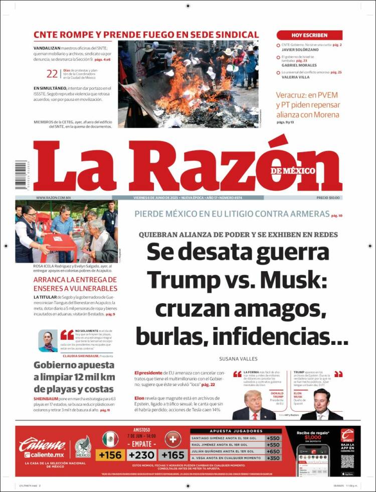 Portada de La Razón (Mexico)