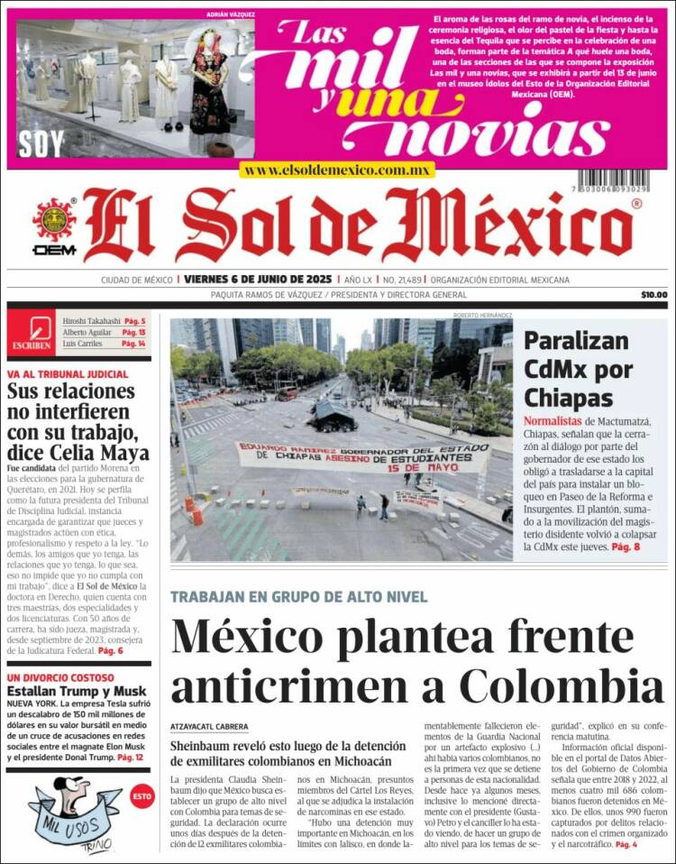 Portada de El Sol de México (México)