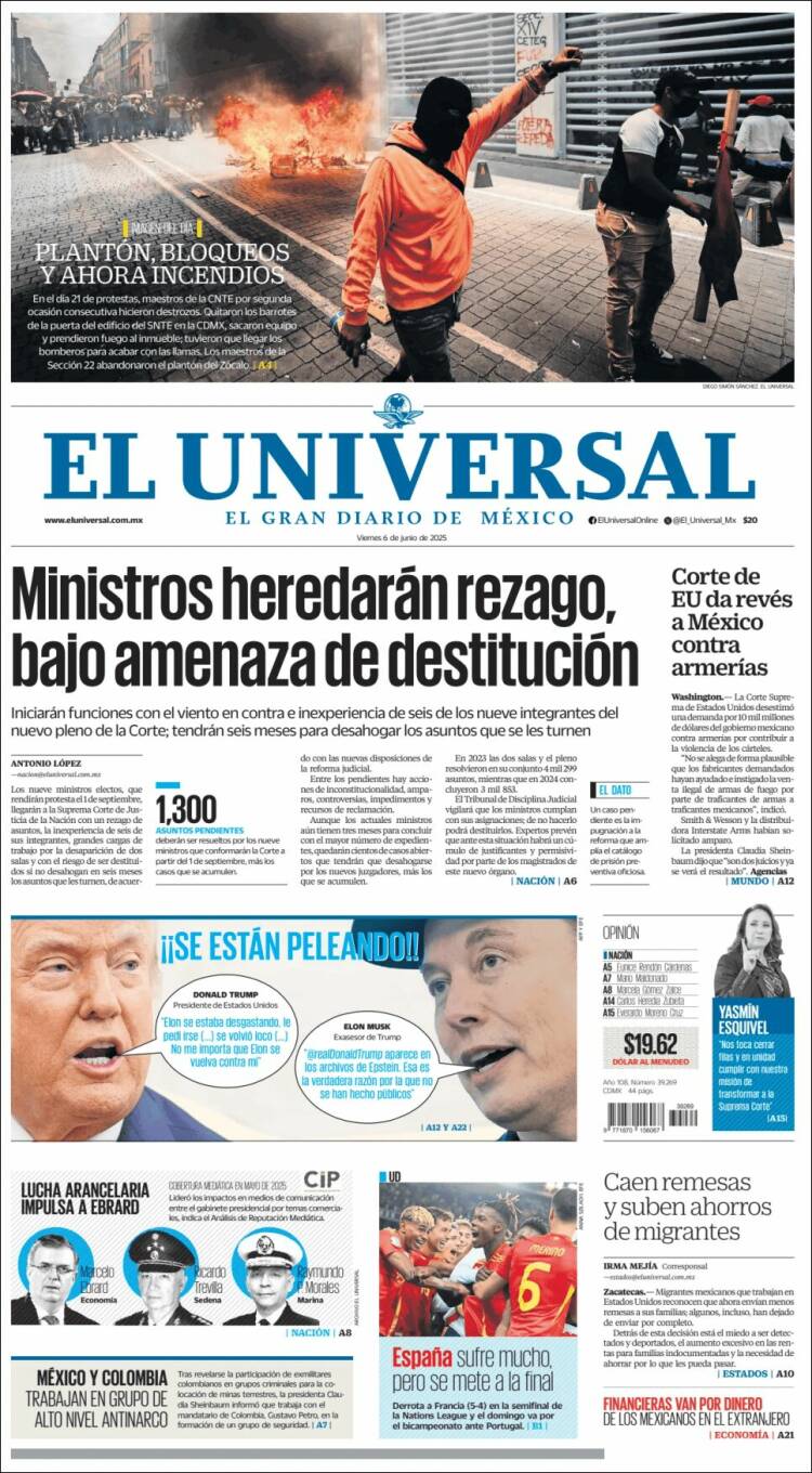 Portada de El Universal (México)
