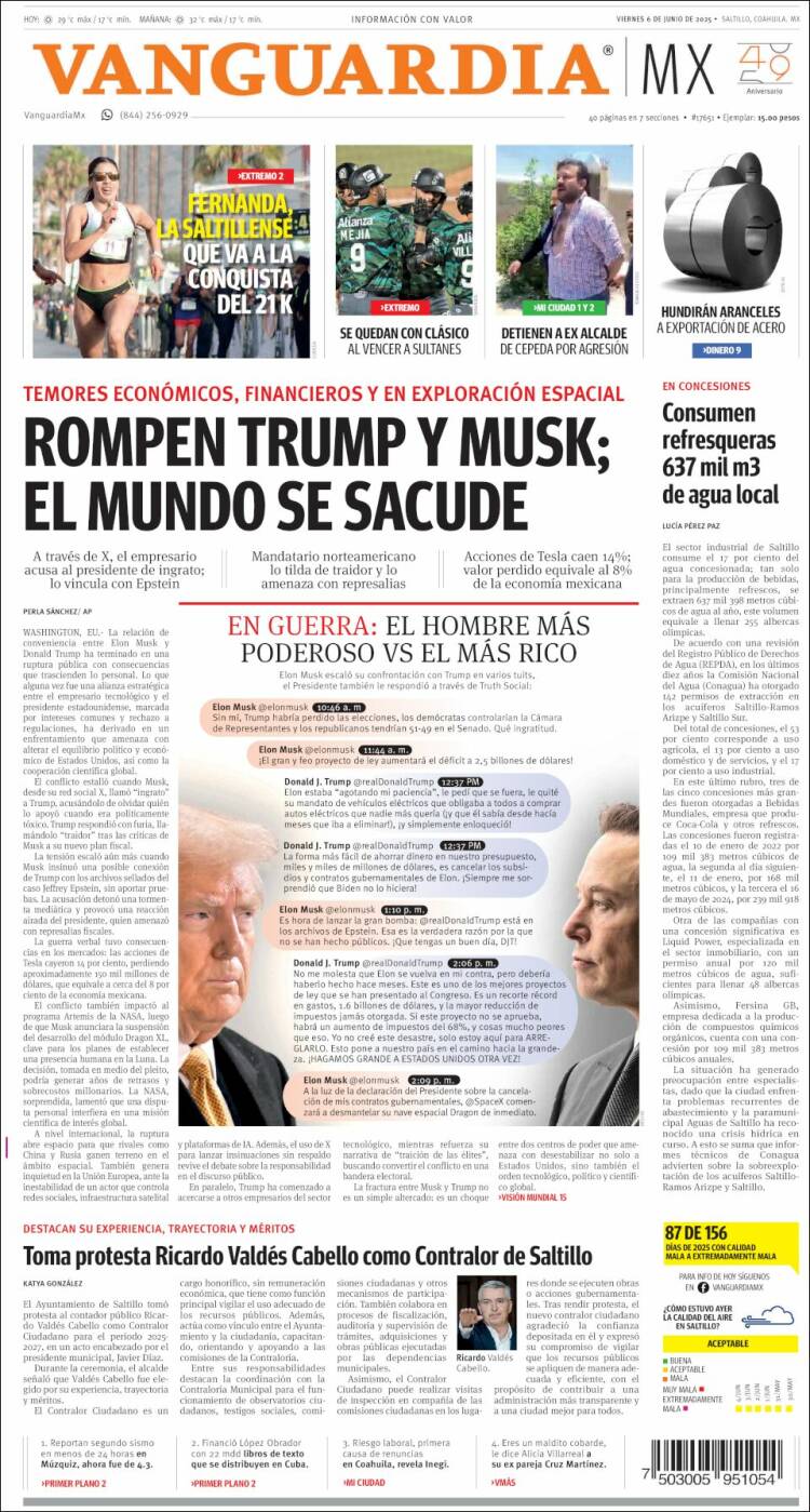 Portada de Vanguardia (México)