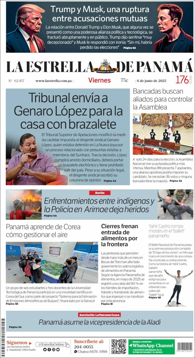 Portada de La Estrella de Panamá (Panama)