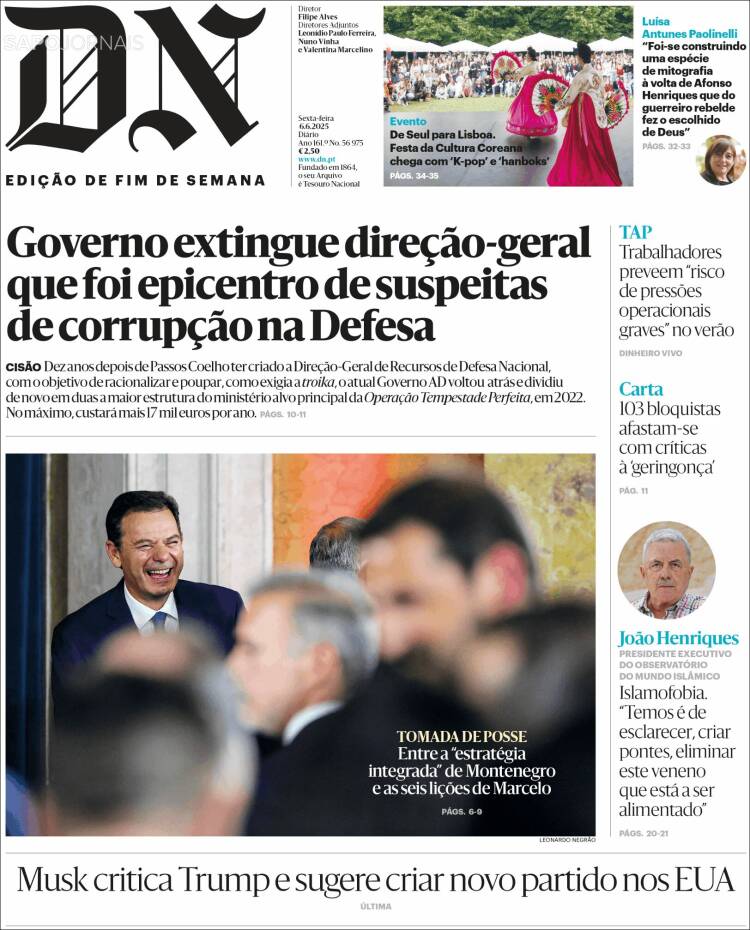 Portada de Diário de Noticias (Portugal)