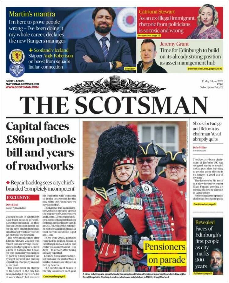 Portada de The Scotsman (Royaume-Uni)
