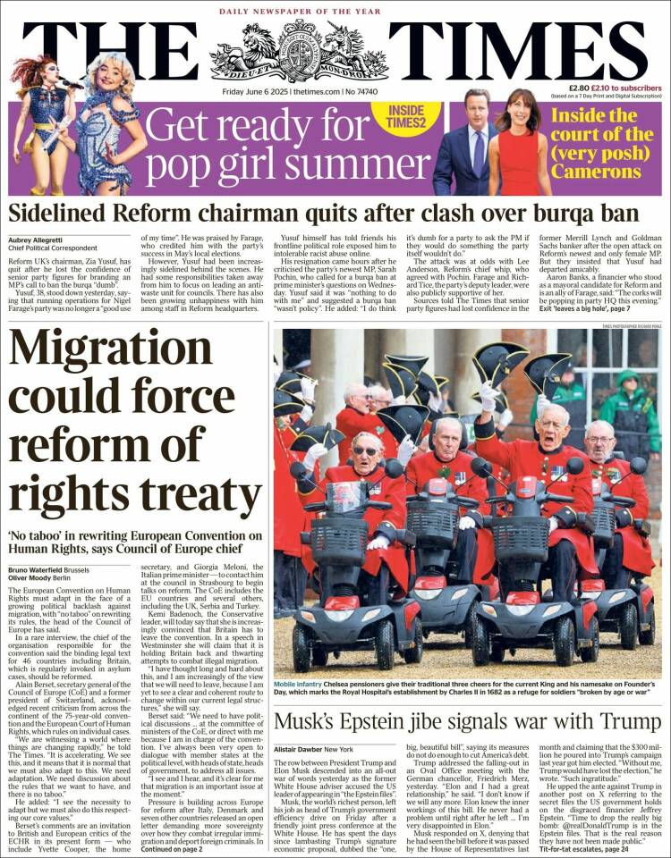 Portada de The Times (Royaume-Uni)