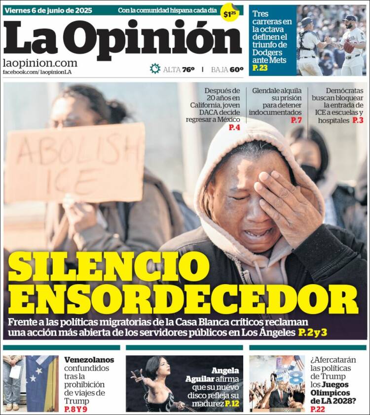 Portada de La Opinión (États-Unis)