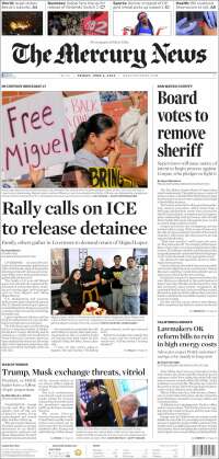 Portada de San Jose Mercury News (USA)
