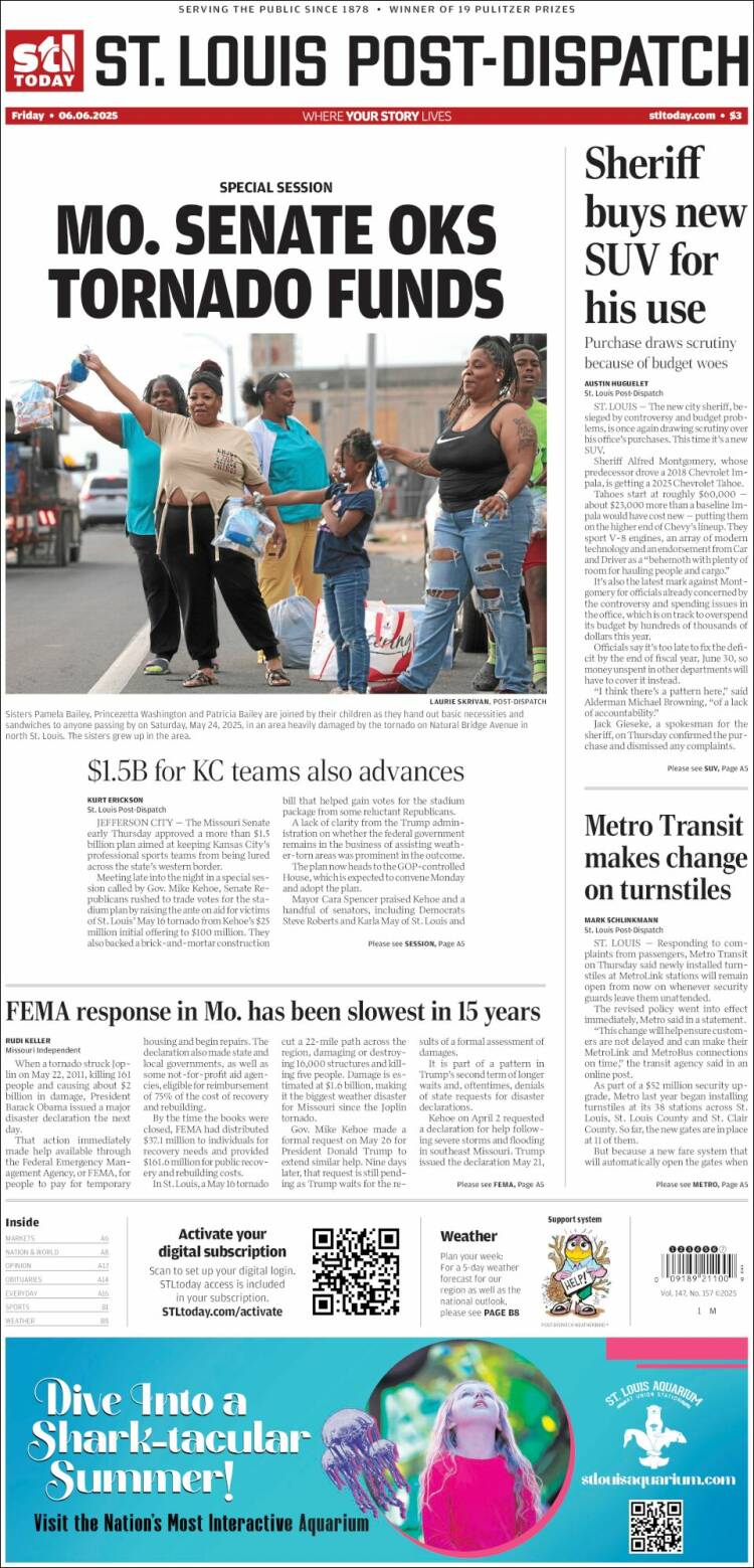 Portada de St. Louis Post-Dispatch (USA)