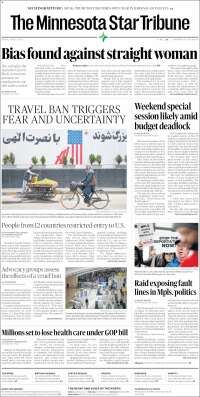 Portada de Star Tribune (États-Unis)