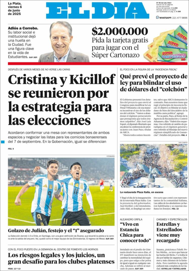 Portada de El Día de la Plata (Argentina)