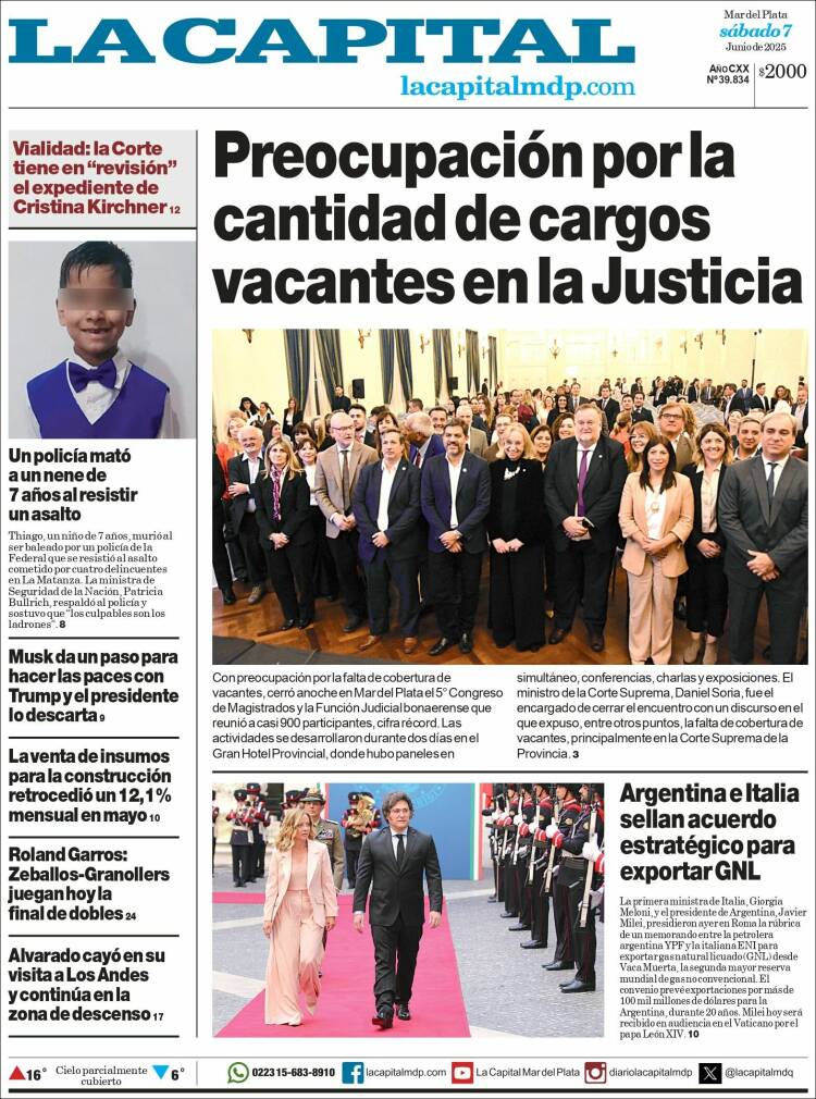 Portada de Diario La Capital - Mar del Plata (Argentina)