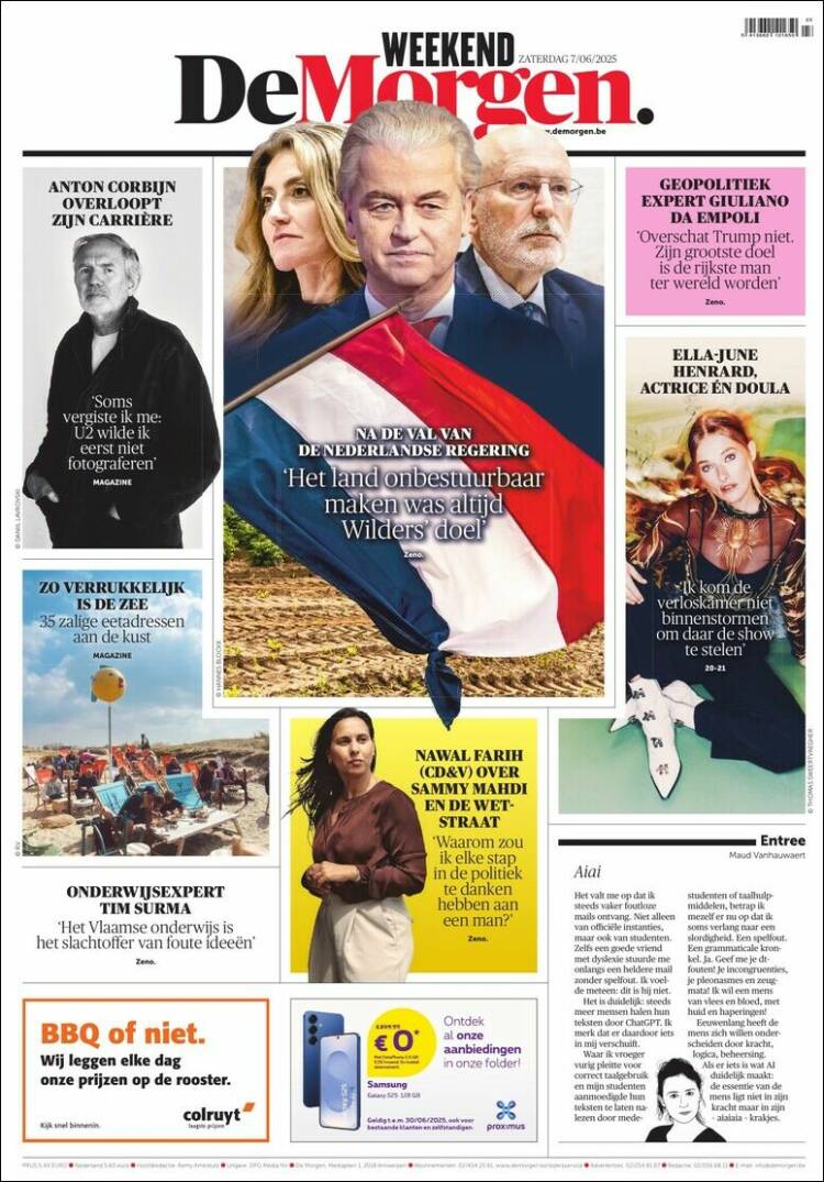 Portada de De Morgen (Belgium)