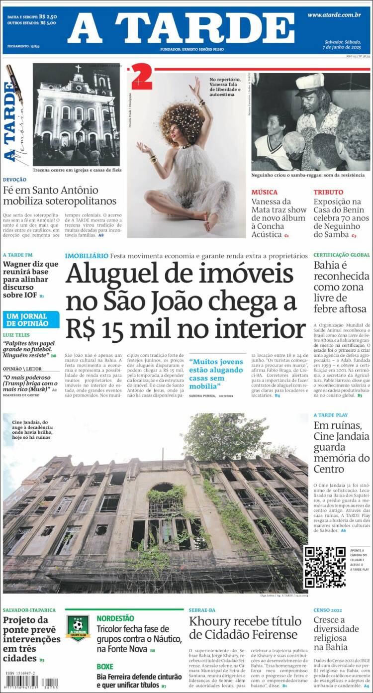Portada de Diário A Tarde (Brasil)