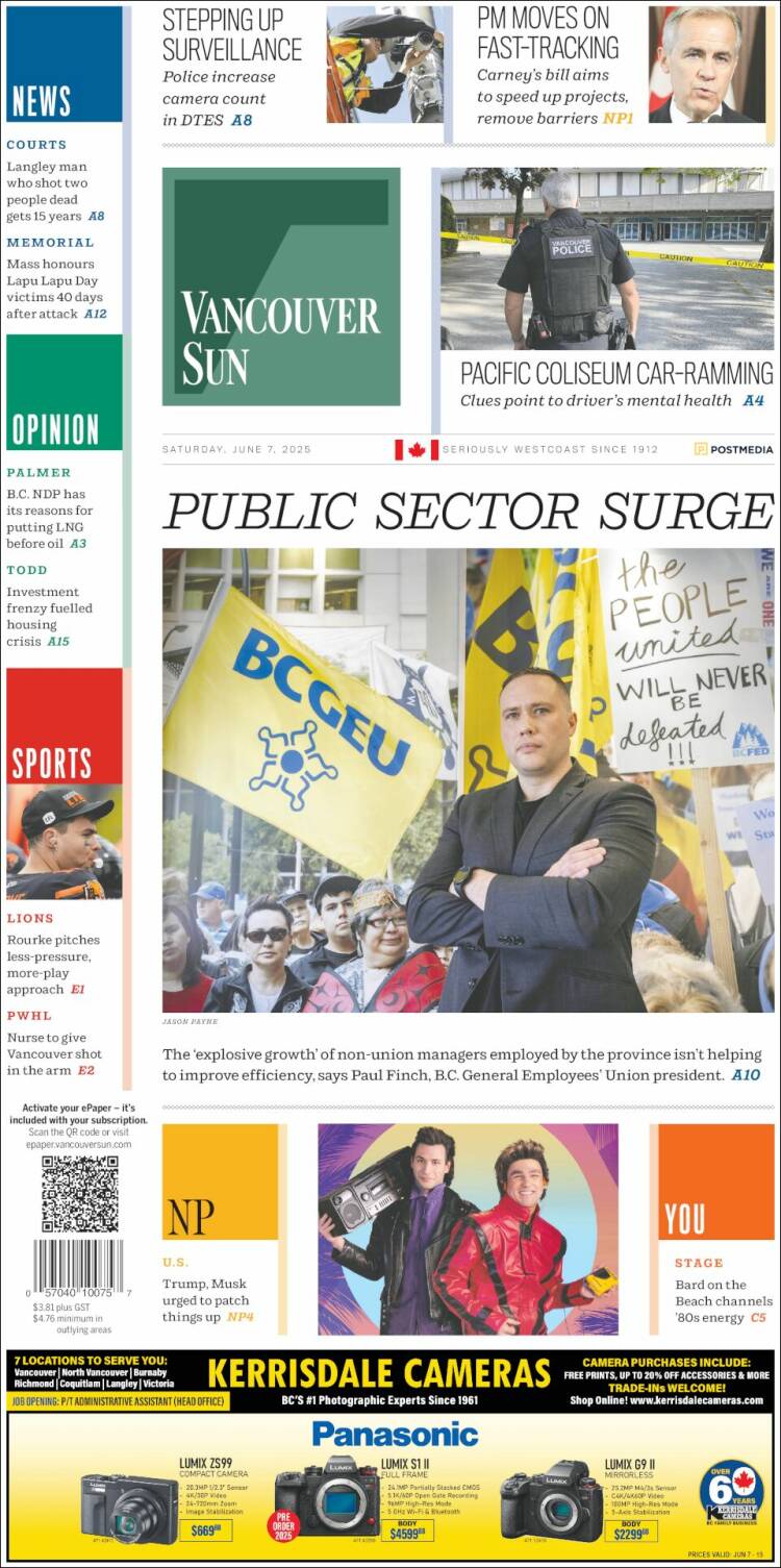 Portada de The Vancouver Sun (Canadá)