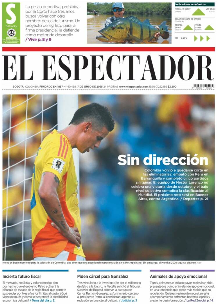 Portada de El Espectador (Colombia)