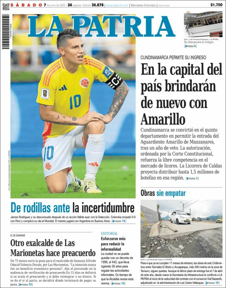 Portada de La Patria (Colombia)