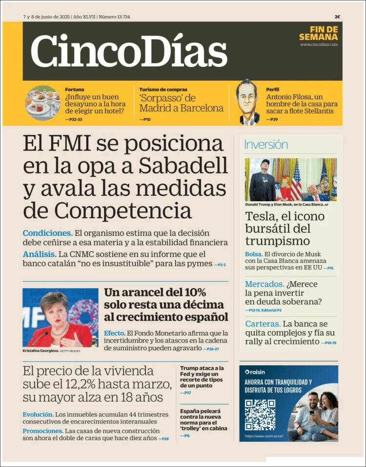 Portada de Cinco Días (Spain)