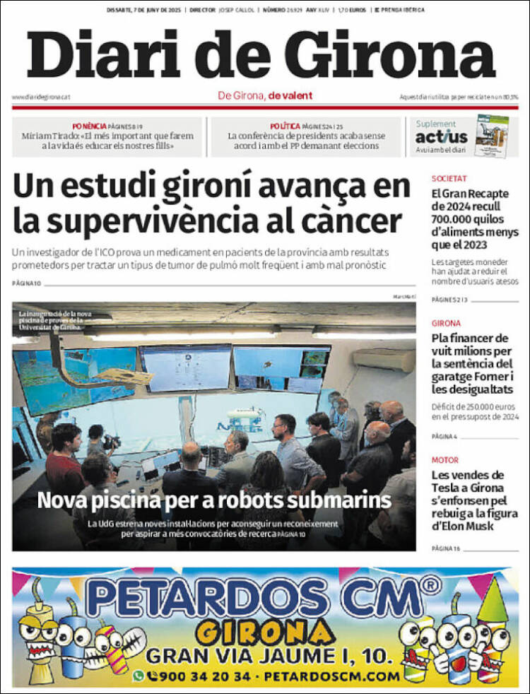 Portada de Diari de Girona (España)