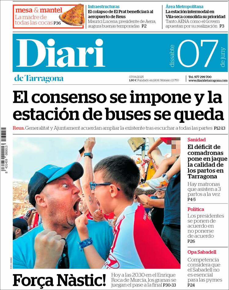 Portada de Diari de Tarragona (España)