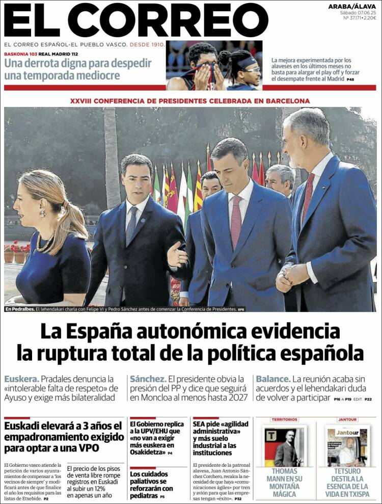 Portada de El Correo - Álava (España)
