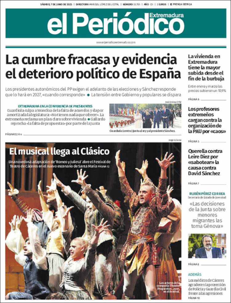 Portada de El Periódico de Extremadura (España)