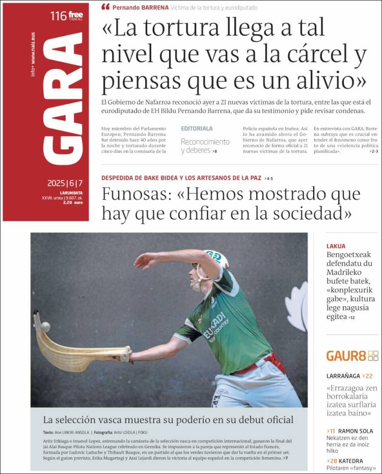 Portada de Gara (España)