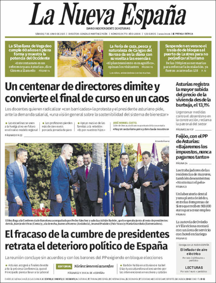 Portada de La Nueva España (España)