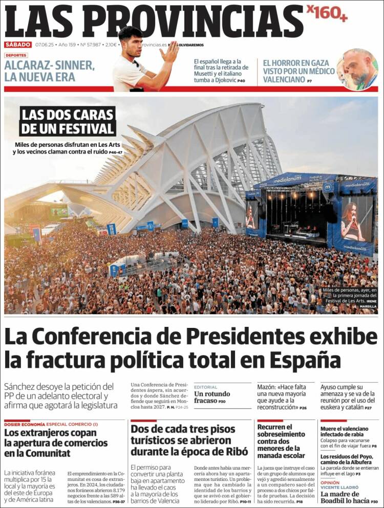Portada de Las Provincias (España)