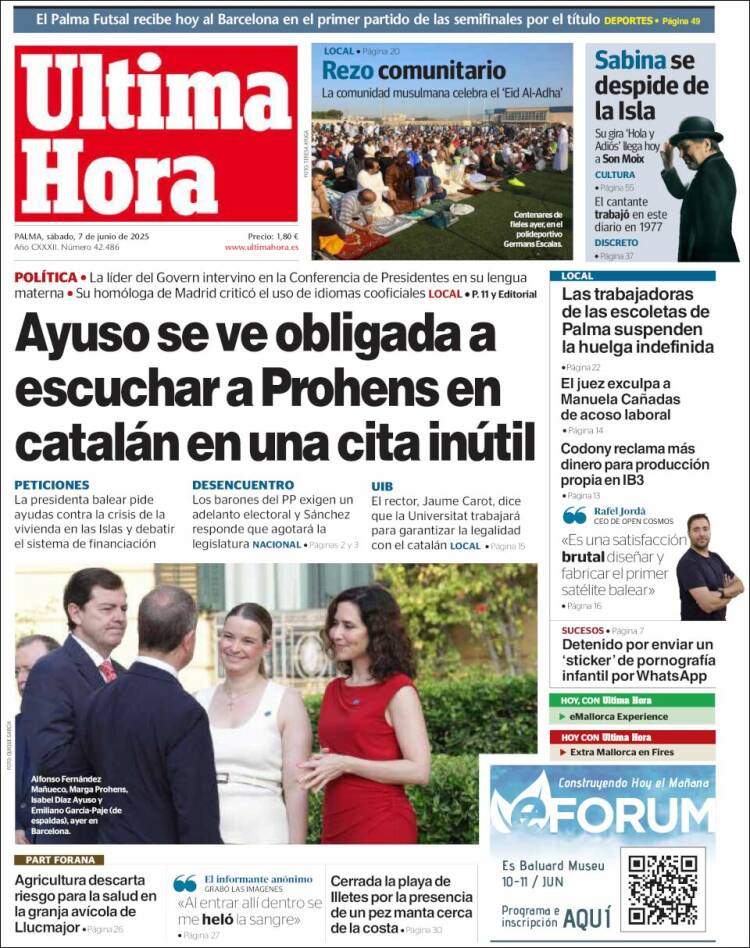 Portada de Última Hora (España)