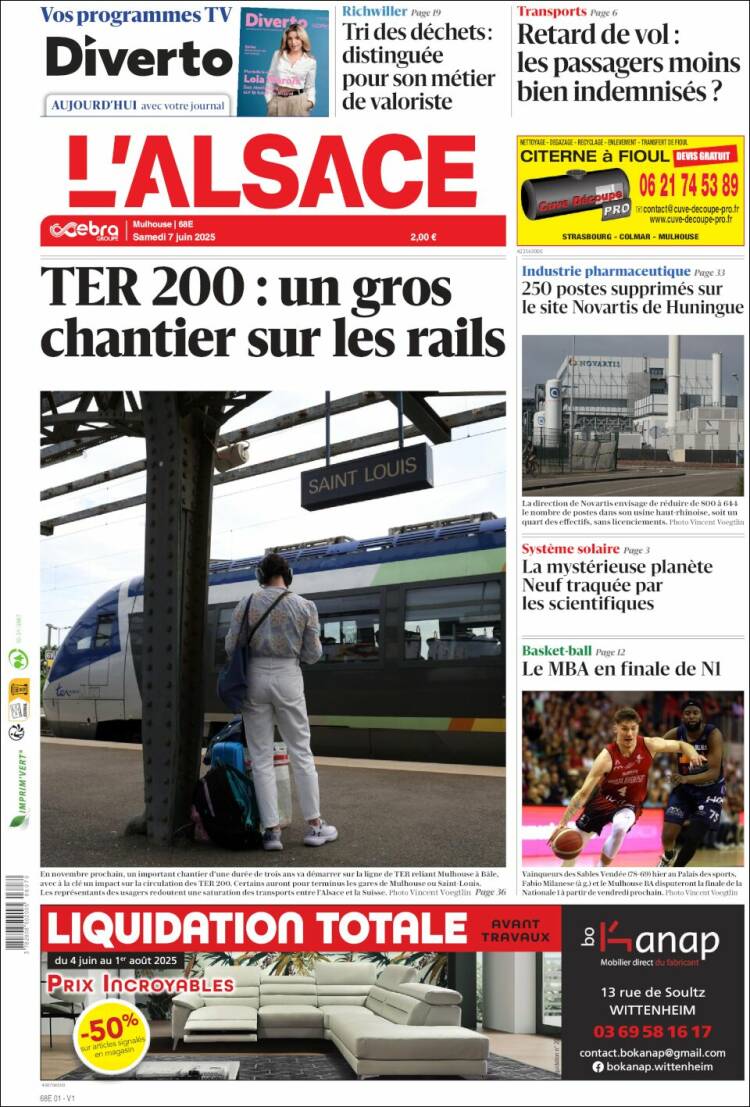 Portada de Journal L'Alsace (Francia)