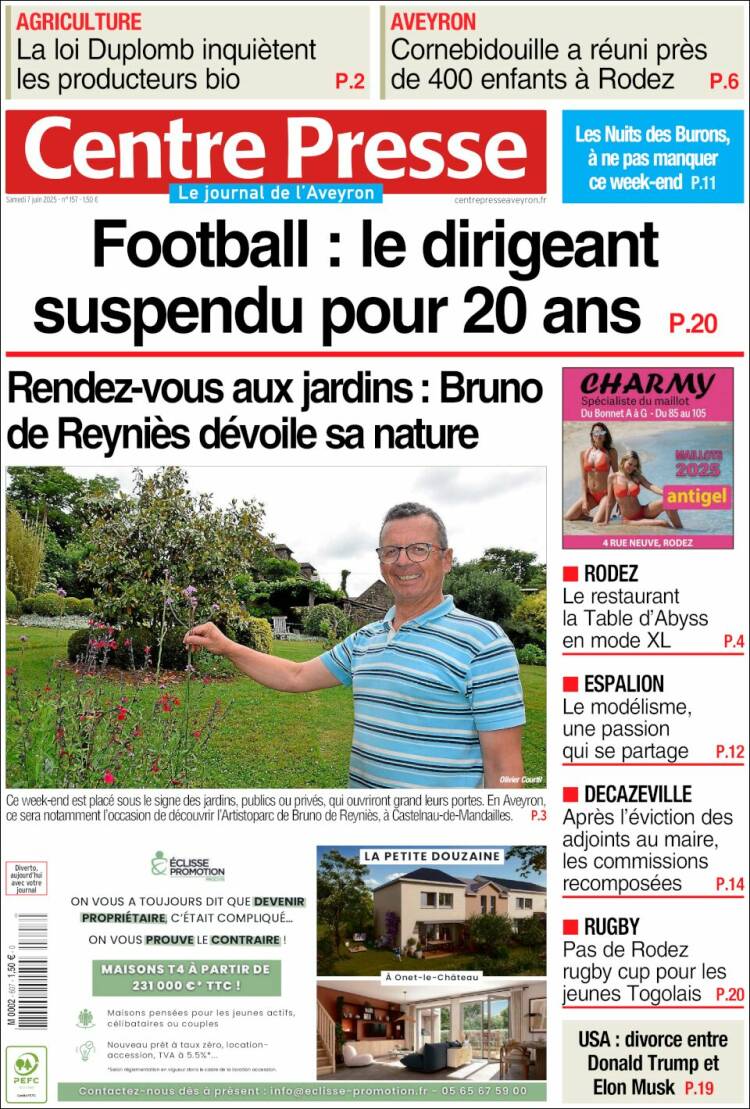 Portada de Centre Presse (Francia)
