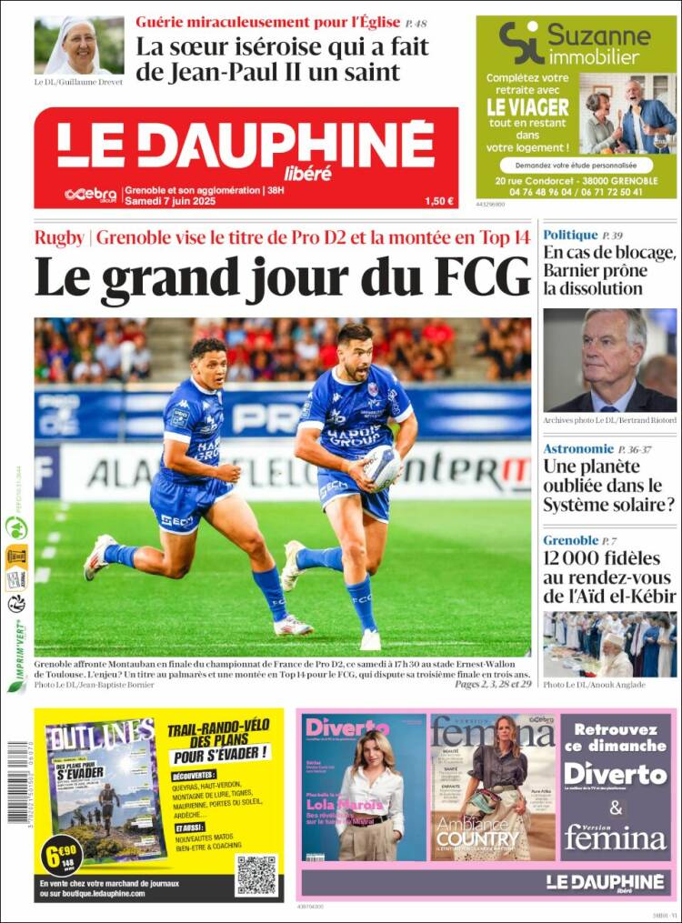 Portada de Le Dauphiné Libéré (Francia)