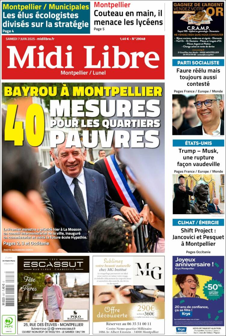 Portada de Midi Libre (Francia)