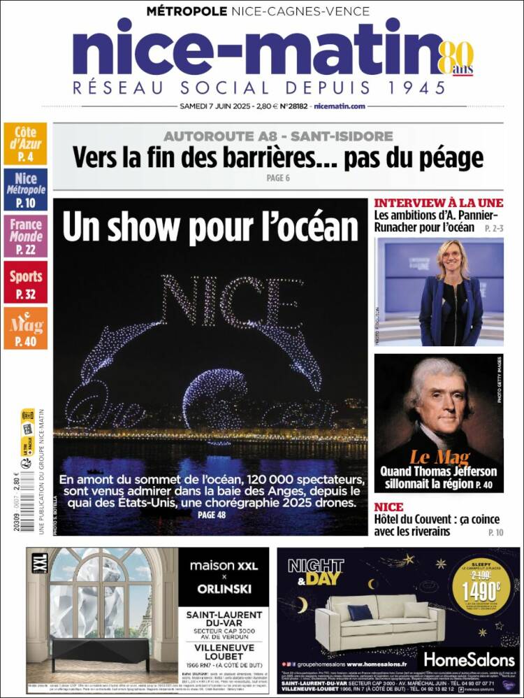 Portada de Nice-Matin (Francia)