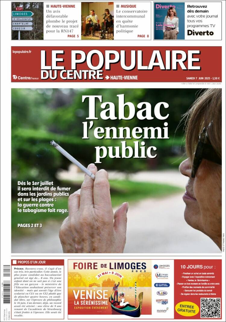Portada de Le Populaire du Centre (Francia)