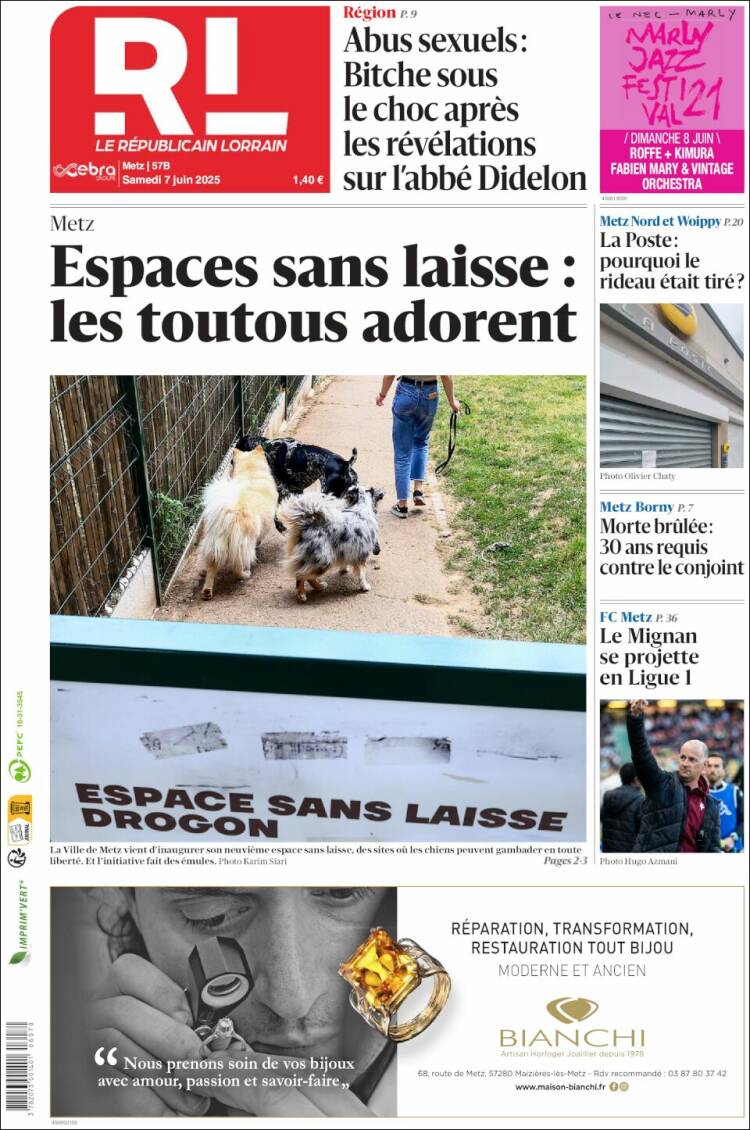 Portada de Le Republicain Lorrain (Francia)