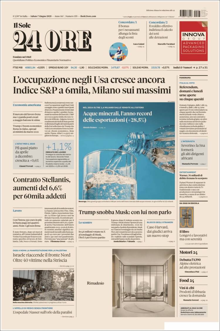 Portada de Il Sole 24 ORE (Italia)