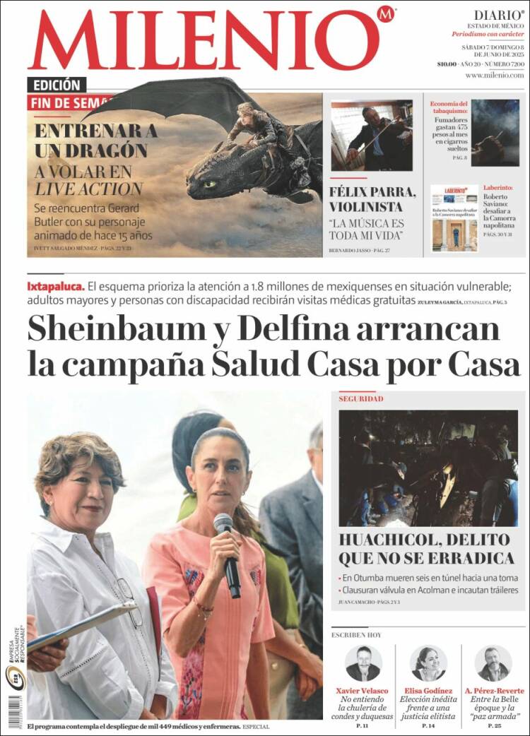 Portada de Milenio - Estado de México (México)