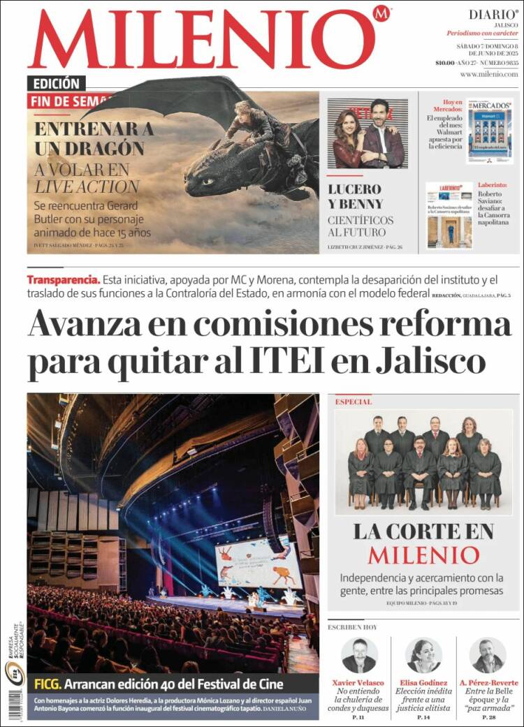 Portada de Milenio - Jalisco (México)