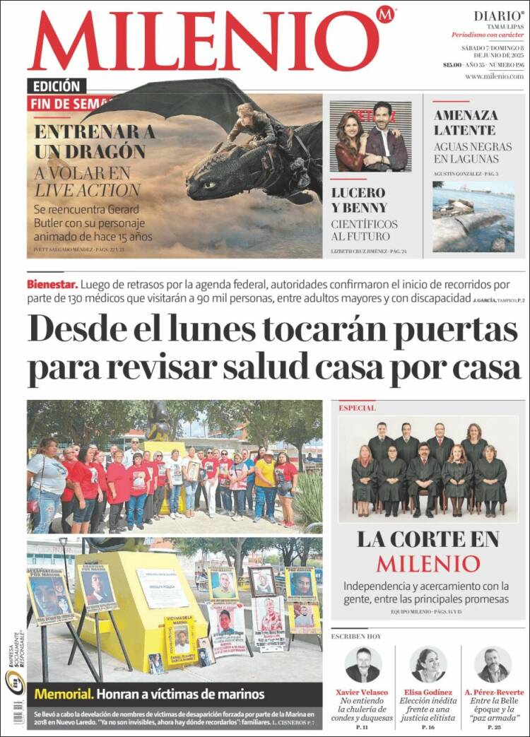 Portada de Milenio - Tamaulipas (México)