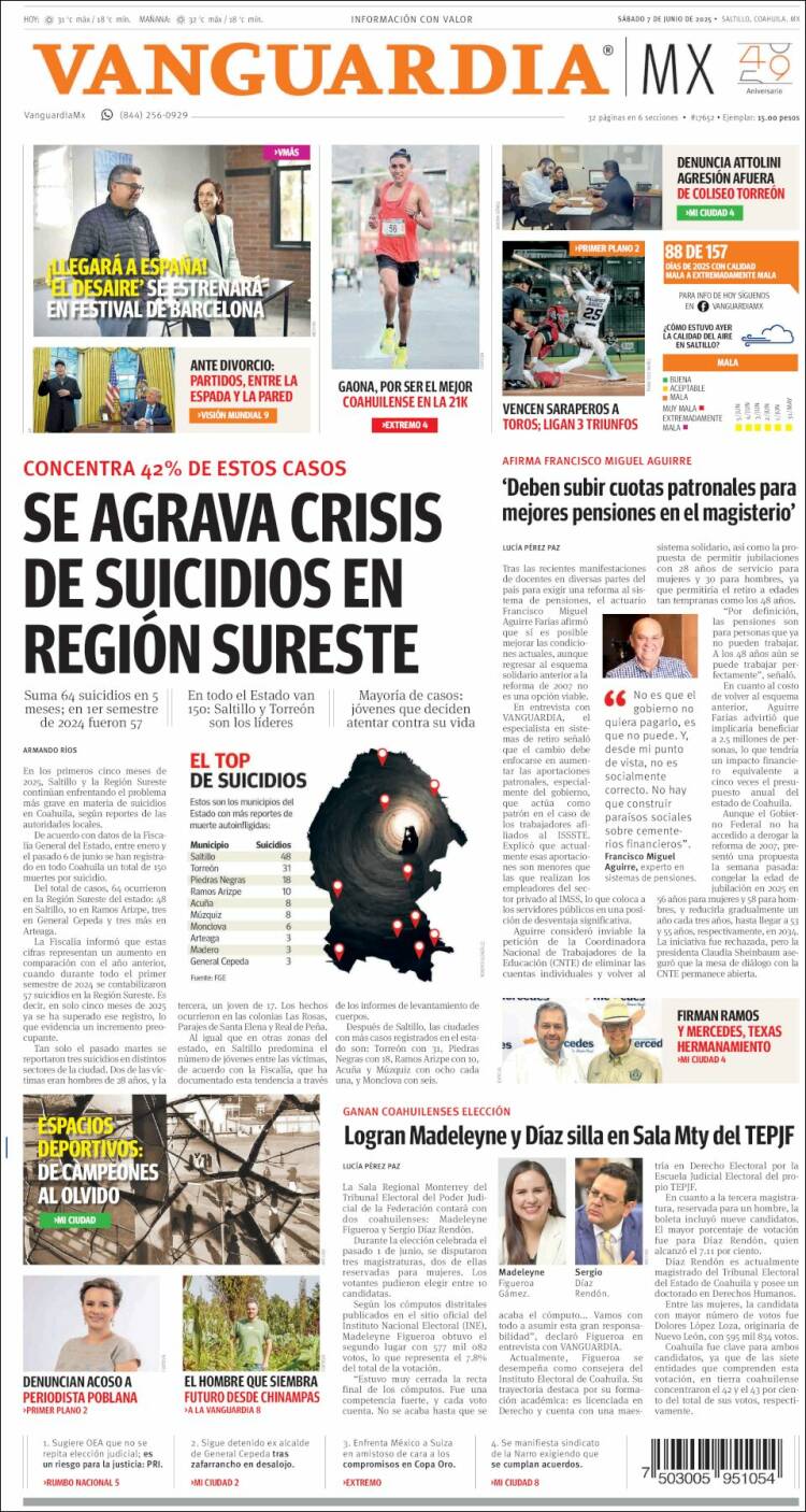 Portada de Vanguardia (México)