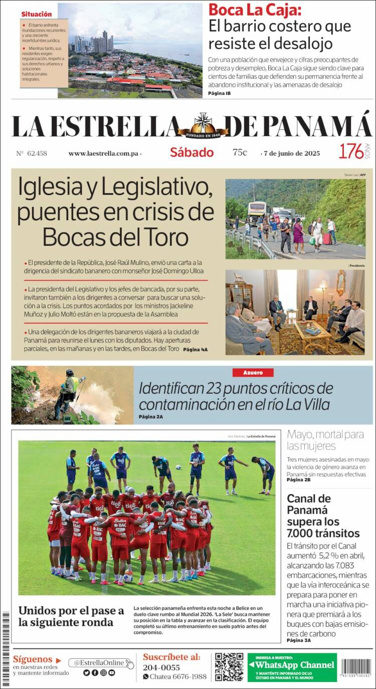 Portada de La Estrella de Panamá (Panam&aacute;)