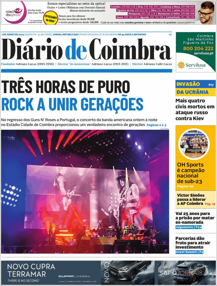 Portada de Diário de Coimbra (Portugal)
