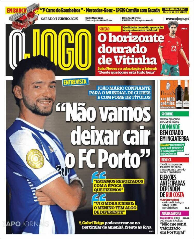Portada de O Jogo (Portugal)