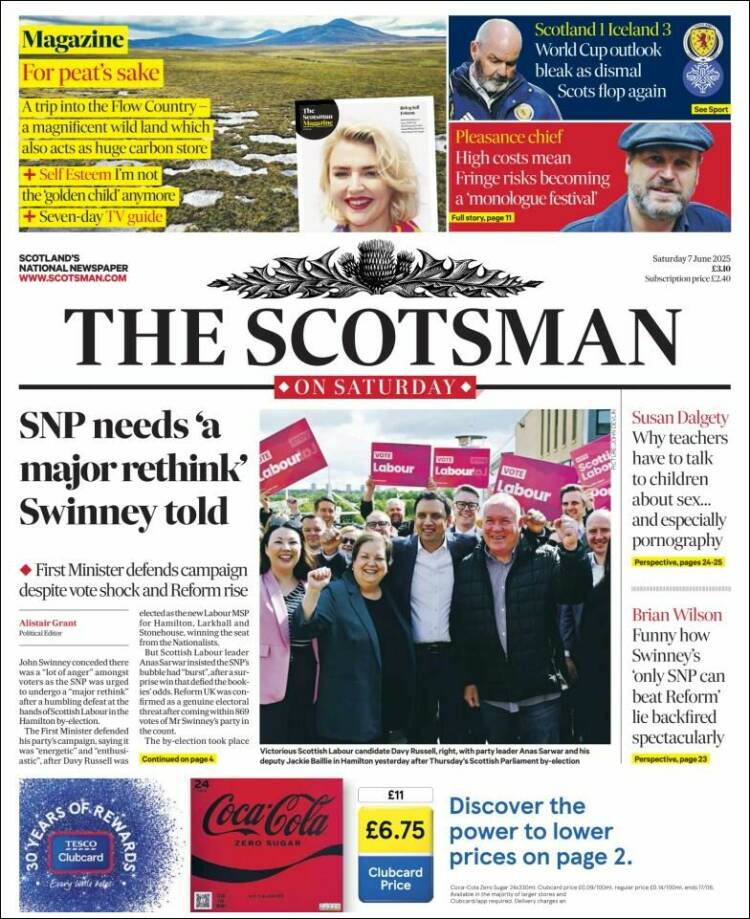Portada de The Scotsman (Reino Unido)