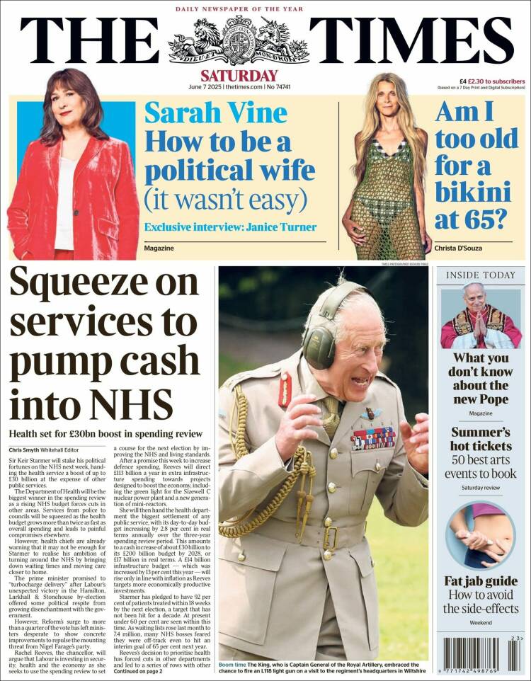 Portada de The Times (Reino Unido)